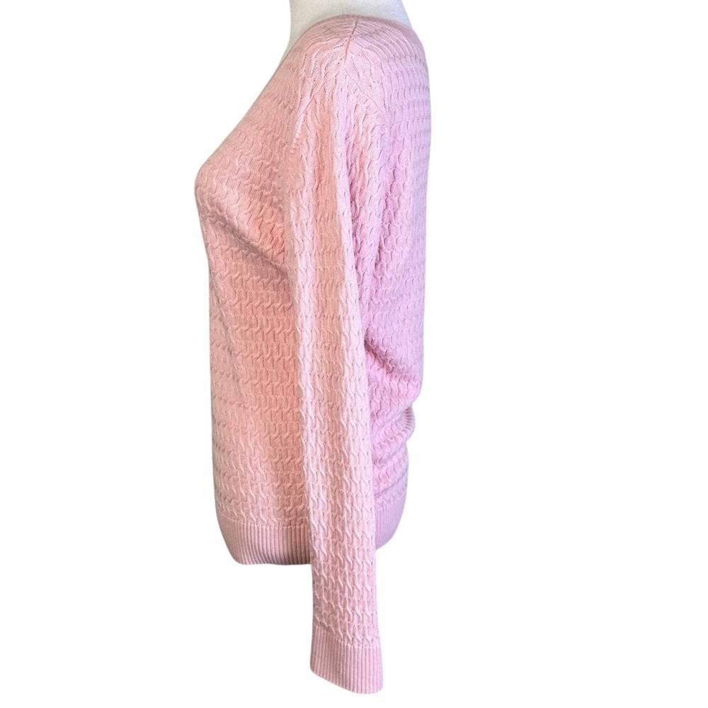 Talbots Pima Cotton Cable Knit V-Neck Sweater Size S - Picture 4 of 10